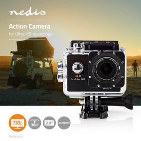 Action Cam | 4K@30fps | 16 MPixel | Waterproof up to: 30.0 m | 90 min | Wi-Fi | App available for: A