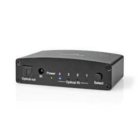 Digital Audio Switch | 4-way | Connection input: DC Power / 4x TosLink | Connection output: TosLink