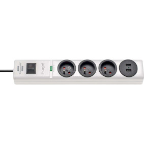 Extension Socket 3-Way 2 m White - French / 2x USB