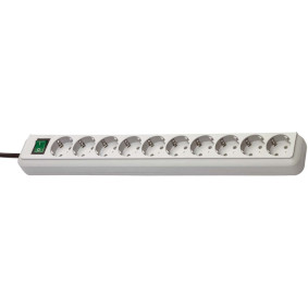 Extension Socket Eco-Line 10-Way 3.00 m Grey - Protective Contact