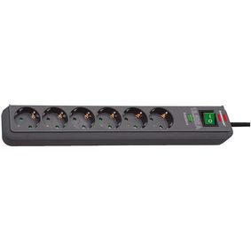 Eco-Line 6-way power strip with surge protection 5.00 m H05VV-F 3G1.5 Anthracite