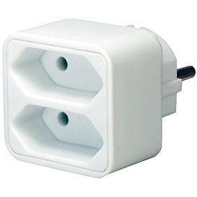 Multiple socket (socket adapter 2-fold Euro socket with increased contact protection) white