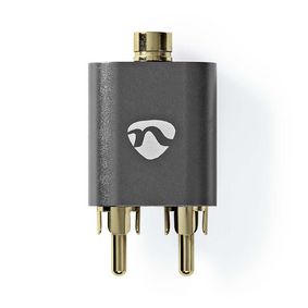 Stereo Audio Adapter | 2x RCA Male | 3.5 mm Female | Gold Plated | Straight | Aluminium | Gun Metal