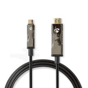 Active Optical USB Cable | USB-CT Male | HDMIT Connector | 18 Gbps | 10.0 m | Round | PVC | Black |