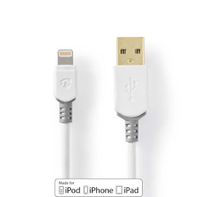 Lightning Cable | USB 2.0 | Apple Lightning 8-Pin | USB-A Male | 480 Mbps | Gold Plated | 2.00 m | R