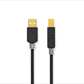 USB Cable | USB 2.0 | USB-A Male | USB-B Male | 480 Mbps | Gold Plated | 2.00 m | Round | PVC | Anth