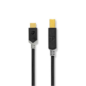 USB Cable | USB 2.0 | USB-CT Male | USB-B Male | 15 W | 480 Mbps | Gold Plated | 2.00 m | Round | PV