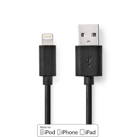 Lightning Cable | USB 2.0 | Apple Lightning 8-Pin | USB-A Male | 480 Mbps | Nickel Plated | 1.00 m |