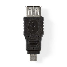 USB Adapter | USB 2.0 | USB Micro-B Male | USB-A Female | 480 Mbps | Nickel Plated | PVC | Black | B