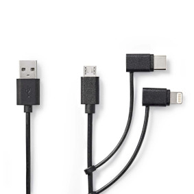 3-in-1 Cable | USB 2.0 | USB-A Male | Apple Lightning 8-Pin / USB Micro-B Male / USB-CT Male | 480 M