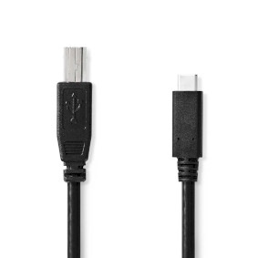 USB Cable | USB 2.0 | USB-CT Male | USB-B Male | 480 Mbps | Nickel Plated | 1.00 m | Round | PVC | B