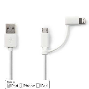 2-in-1 Cable | USB 2.0 | USB-A Male | Apple Lightning 8-Pin / USB Micro-B Male | 480 Mbps | 1.00 m |