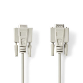 Serial Cable | D-SUB 9-Pin Male | D-SUB 9-Pin Female | Nickel Plated | 10.0 m | Round | PVC | Ivory