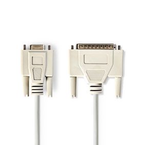 Serial Cable | D-SUB 9-Pin Female | D-SUB 25-Pin Male | Nickel Plated | 2.00 m | Round | PVC | Ivory