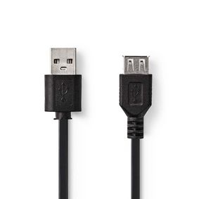 USB Cable | USB 2.0 | USB-A Male | USB-A Female | 480 Mbps | Nickel Plated | 0.20 m | Round | PVC |