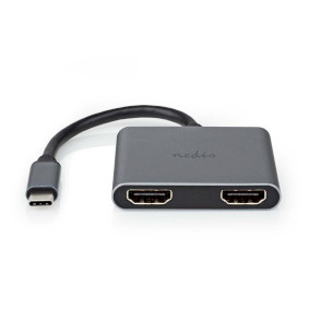 USB Adapter | USB 3.2 Gen 1 | USB-CT Male | 2x HDMIT | 0.10 m | Round | Nickel Plated | PVC | Black