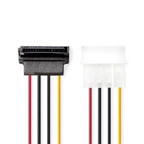 Internal Power cable | Molex Male | SATA 15-Pin Female | Gold Plated | 0.15 m | Round | PVC | Multi
