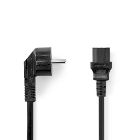 Power Cable | Plug with earth contact male | IEC-320-C13 | Angled | Straight | Nickel Plated | 2.00