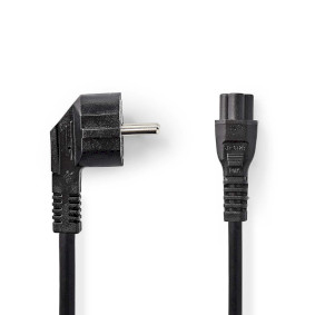 Power Cable | Plug with earth contact male | IEC-320-C5 | Angled | Straight | Nickel Plated | 2.00 m