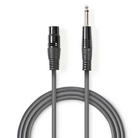 Unbalanced Audio Cable | XLR 3-Pin Female | 6.35 mm Male | Nickel Plated | 1.50 m | Round | PVC | Da