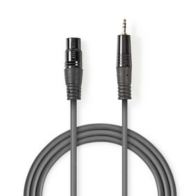 Balanced Audio Cable | XLR 3-Pin Male | 3.5 mm Male | Nickel Plated | 1.50 m | Round | PVC | Dark Gr