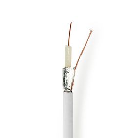Coax Cable On Reel | Coax 12 | 75 Ohm | Double Shielded | ECA | 25.0 m | Coax | PVC | White | Gift B