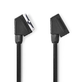 SCART Cable | SCART Male | SCART Female | Nickel Plated | 480p | 2.00 m | Round | PVC | Black | Enve