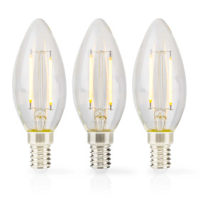 LED Filament Bulb E14 | Candle | 4.5 W | 470 lm | 2700 K | Dimmable | Warm White | Retro Style | 3 p