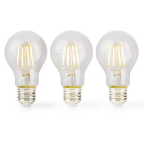 LED Filament Bulb E27 | A60 | 7 W | 806 lm | 2700 K | Dimmable | Warm White | Retro Style | 3 pcs