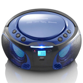 SCD-550BU Portable FM Radio CD/MP3/USB/Bluetooth player with LED lighting Blue