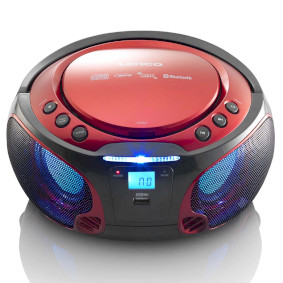 SCD-550RD Portable FM Radio CD/MP3/USB/Bluetooth player with LED lighting Red