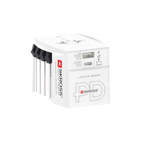 Travel Adapter 2-pole world travel adapter with integrated Dual USB Charger (1x USB C & 1 x USB) 45