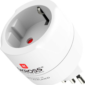 Travel adapter Europe to Switzerland + Italy + Brazil - For 2- and 3-pole devices (grounding or Euro