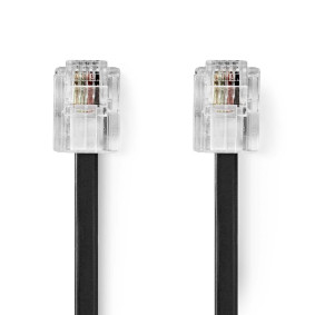Telecom Cable | RJ11 Male | RJ11 Male | 2.00 m | Cable design: Flat | Plating: Gold Plated | Cable t