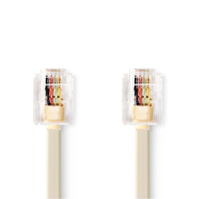 Telecom Cable | RJ11 Male | RJ11 Male | 5.00 m | Cable design: Flat | Plating: Gold Plated | Cable t