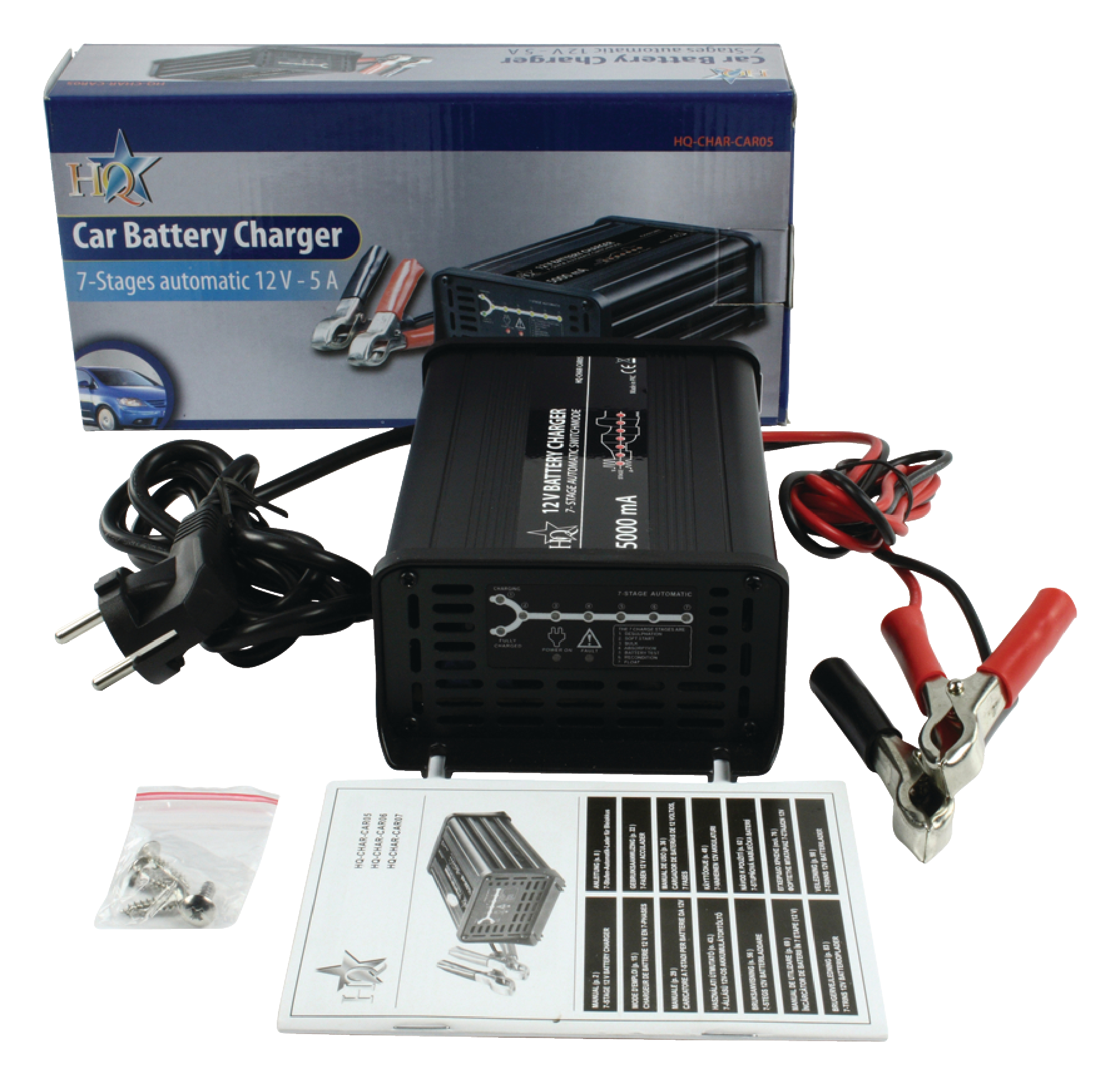 HQ-CHAR-CAR05 - HQ - Lead-Acid Battery Charger 12 VDC 5 A Home Desktop 