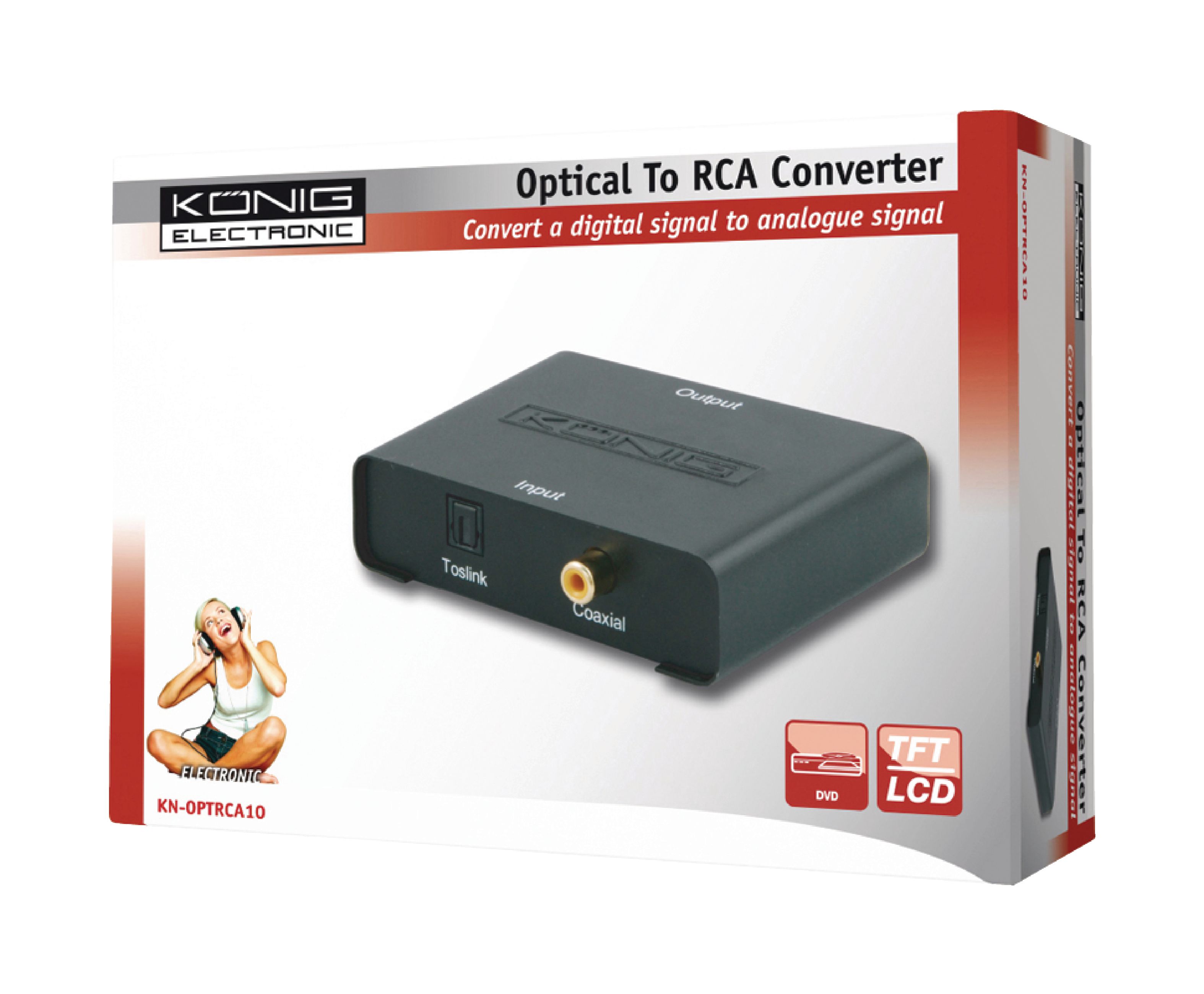 KN-OPTRCA10 : König - Optical - stereo RCA converter