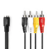 DIN audio kábel | DIN 5-Pin Aljzat | 4x RCA Dugasz | Nikkelezett | 0.20 m | Kerek | PVC | Fekete | Boríték