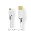 Lightning Kábel | USB 2.0 | Apple Lightning, 8 Pólusú | USB-A Dugasz | 480 Mbps | Aranyozott | 1.00 m | Kerek | PVC | Fehér / Szürke | Ablakos Doboz
