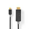 USB-C™ Adapter | USB 3.2 Gen 1 | USB-C™ Dugasz | HDMI™ Csatlakozó | 4K@60Hz | 2.00 m | Kerek | Aranyozott | PVC | Antracit | Doboz