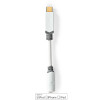 USB-C™ Adapter | USB 2.0 | USB-C™ Dugasz | 3.5 mm Aljzat | 0.10 m | Kerek | Aranyozott | PVC | Fehér | Doboz
