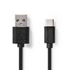 USB kábel | USB 2.0 | USB-A Dugasz | USB-C™ Dugasz | 60 W | 480 Mbps | Nikkelezett | 0.10 m | Kerek | PVC | Fekete | Buborékfólia