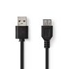 USB kábel | USB 2.0 | USB-A Dugasz | USB-A Aljzat | 480 Mbps | Nikkelezett | 2.00 m | Kerek | PVC | Fekete | Műanyag Zacskó