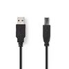 USB kábel | USB 2.0 | USB-A Dugasz | USB-B Dugasz | 10 W | 480 Mbps | Nikkelezett | 1.00 m | Kerek | PVC | Fekete | Boríték