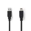 USB kábel | USB 2.0 | USB-A Dugasz | USB Mini-B 5 Érintkezős Dugasz | 480 Mbps | Nikkelezett | 2.00 m | Kerek | PVC | Fekete | Boríték