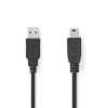 USB kábel | USB 2.0 | USB-A Dugasz | USB Mini-B 5 Érintkezős Dugasz | 480 Mbps | Nikkelezett | 3.00 m | Kerek | PVC | Fekete | Műanyag Zacskó