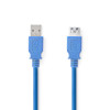 USB kábel | USB 3.2 Gen 1 | USB-A Dugasz | USB-A Aljzat | 5 Gbps | Nikkelezett | 3.00 m | Kerek | PVC | Kék | Boríték