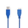 USB kábel | USB 3.2 Gen 1 | USB-A Dugasz | USB Micro-B Dugasz | 5 Gbps | Nikkelezett | 2.00 m | Kerek | PVC | Kék | Műanyag Zacskó