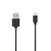 USB kábel | USB 2.0 | USB-A Dugasz | USB Micro-B Dugasz | 7.5 W | 480 Mbps | Nikkelezett | 1.00 m | Kerek | PVC | Fekete | Papírfüles