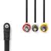 Audio Video kábel | 3.5 mm Dugasz | 3x RCA Dugasz | Nikkelezett | 2.00 m | Kerek | PVC | Fekete